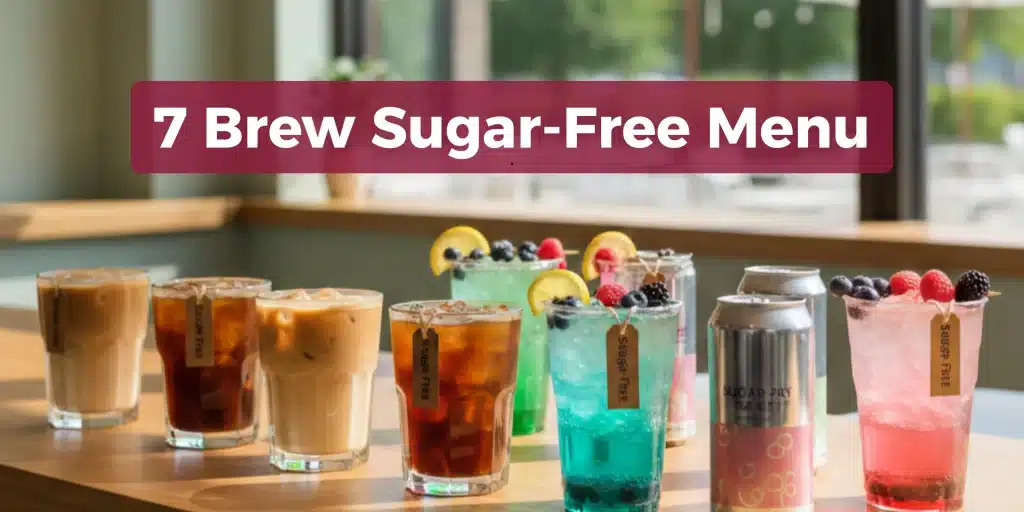 Collection of drinks of sugar-free menu on a table